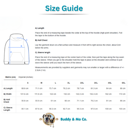 Unisex hoodie size guide – Buddy & Mo Co.