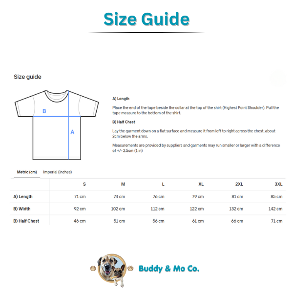 Soft unisex t-shirt size guide – Buddy & Mo Co.