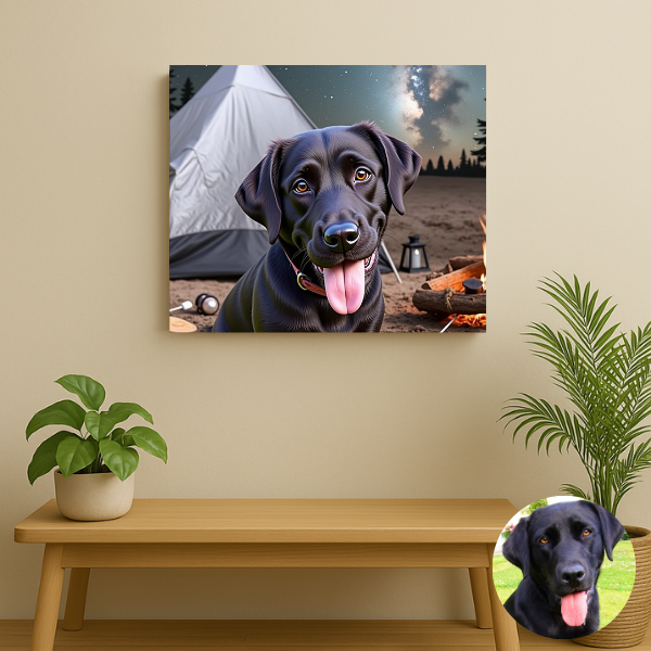 Custom pet artwork printed on premium canvas – 3D animated style – Buddy & Mo Co.