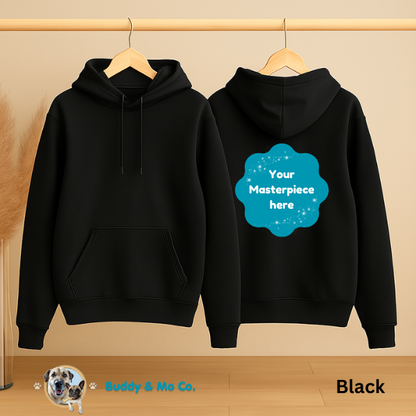 Unisex hoodie printed with your custom 3D-style pet portrait – Buddy & Mo Co.