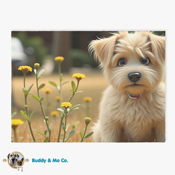 Plush flannel blanket printed with custom 3D-style pet portrait – Buddy & Mo Co.