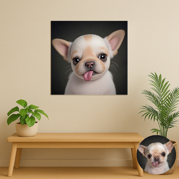 3D-style custom pet portrait printed on premium poster paper – unframed – Buddy & Mo Co.