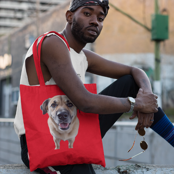 Lightweight tote bag printed with your custom 3D-style pet portrait – Buddy & Mo Co.