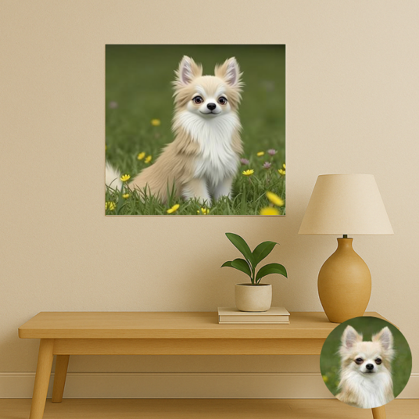 3D-style custom pet portrait printed on premium poster paper – unframed – Buddy & Mo Co.