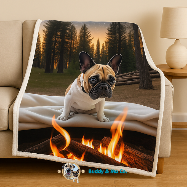 Plush flannel blanket printed with custom 3D-style pet portrait – Buddy & Mo Co.