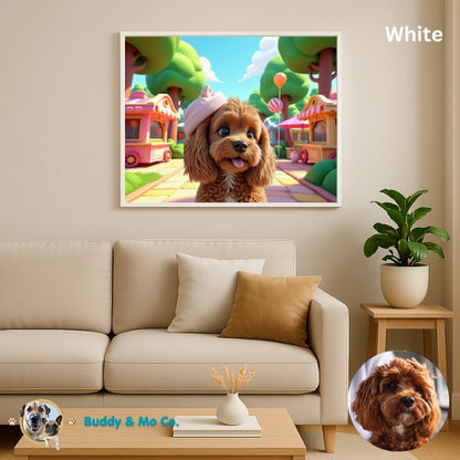 Custom 3D animated pet portrait in a ready-to-hang frame – Buddy & Mo Co.