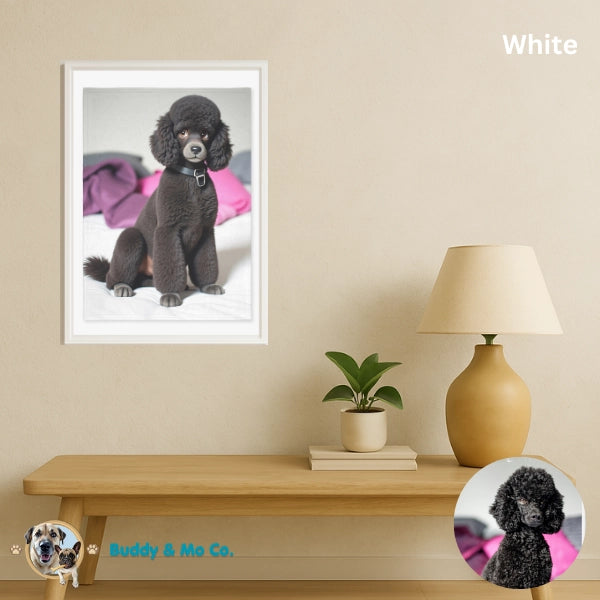 Custom 3D animated pet portrait in a ready-to-hang frame – Buddy & Mo Co.