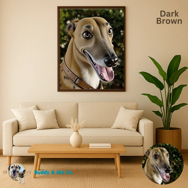 Custom 3D animated pet portrait in a ready-to-hang frame – Buddy & Mo Co.