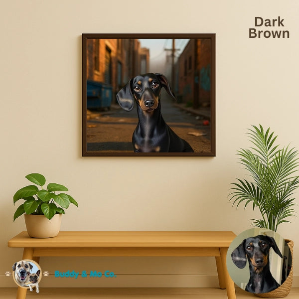 Custom 3D animated pet portrait in a ready-to-hang frame – Buddy & Mo Co.