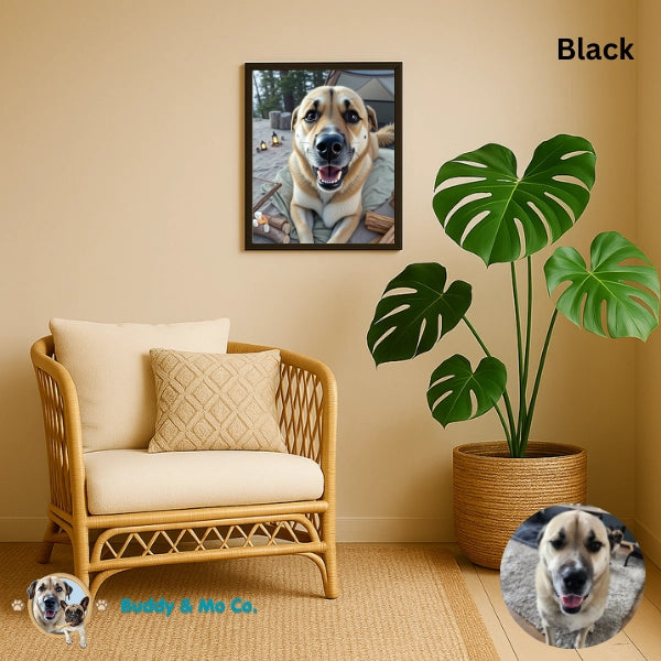 Custom 3D animated pet portrait in a ready-to-hang frame – Buddy & Mo Co.