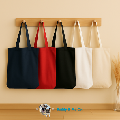 Lightweight tote bag printed with your custom 3D-style pet portrait – Buddy & Mo Co.